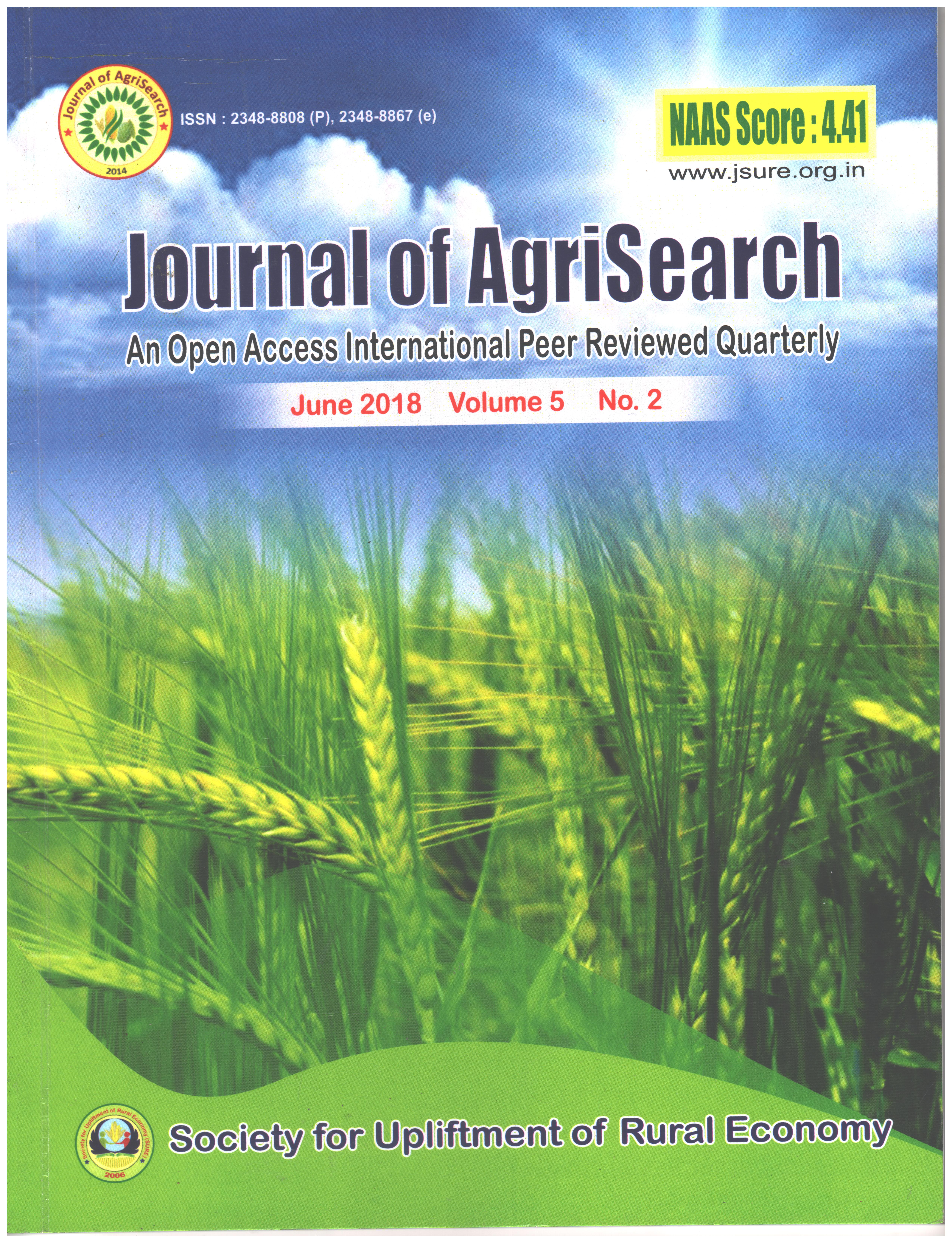 					View Vol. 5 No. 2 (2018): Journal of  AgriSearch
				