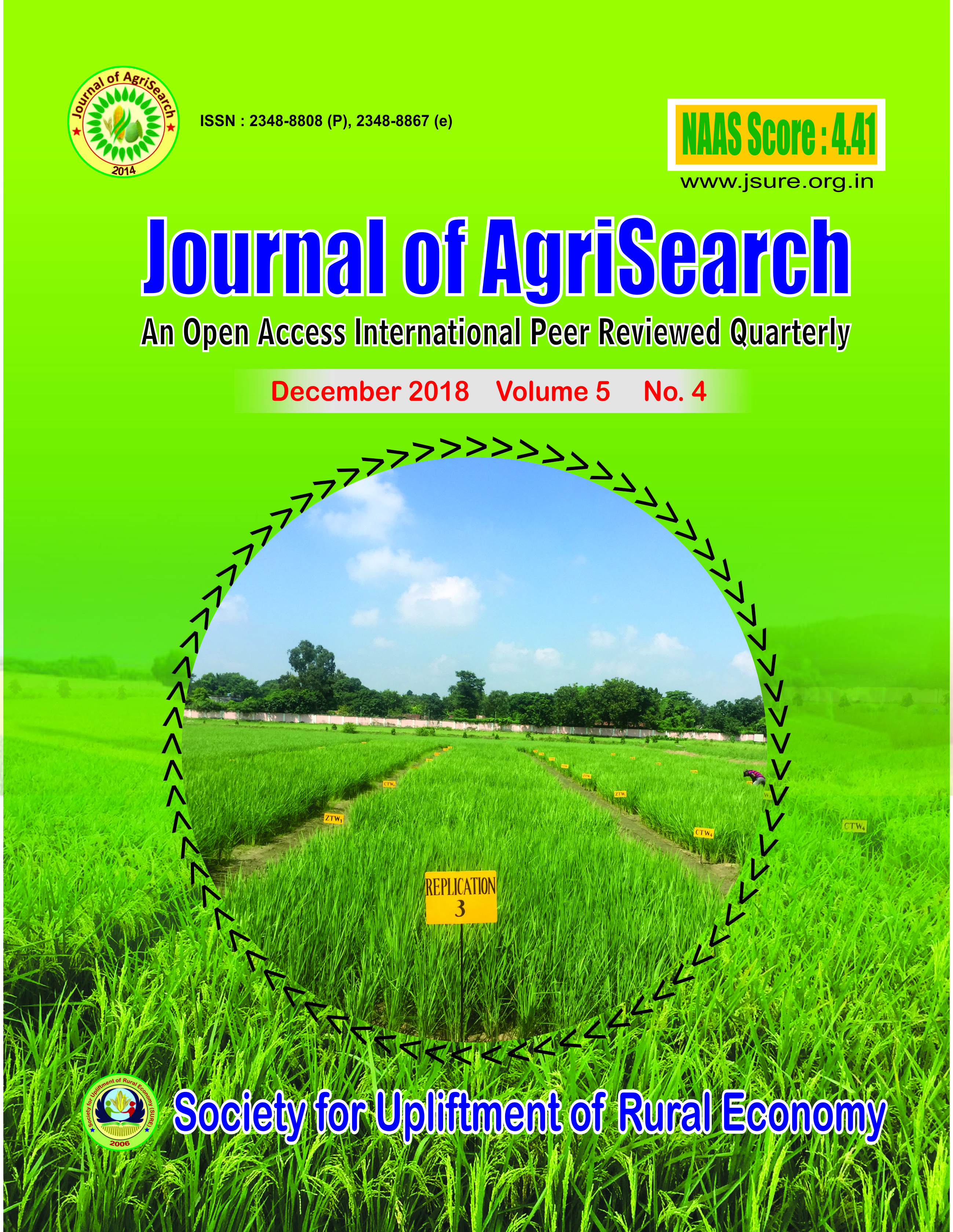 					View Vol. 5 No. 4 (2018): Journal of AgriSearch
				