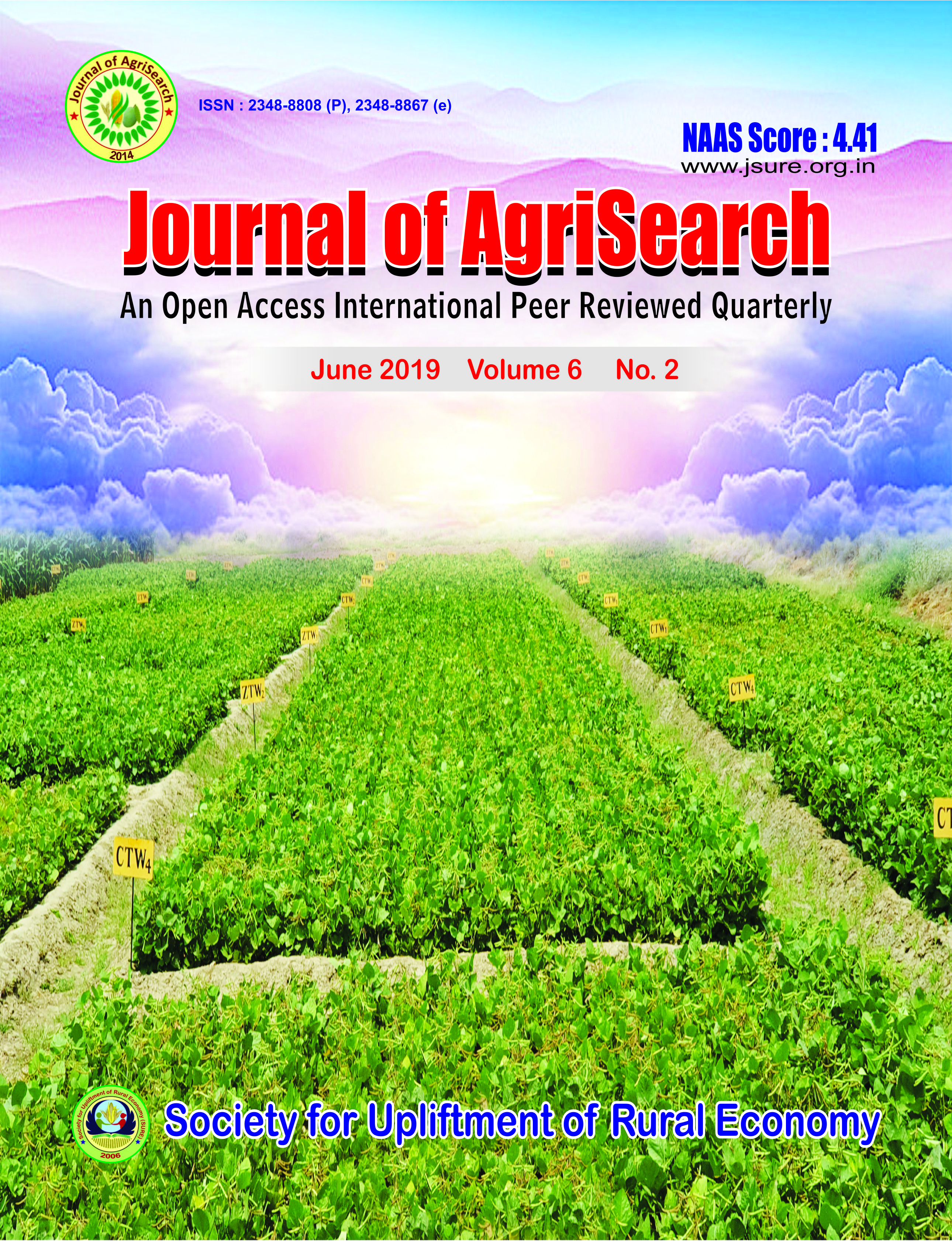 					View Vol. 6 No. 2 (2019): Journal of AgriSearch
				