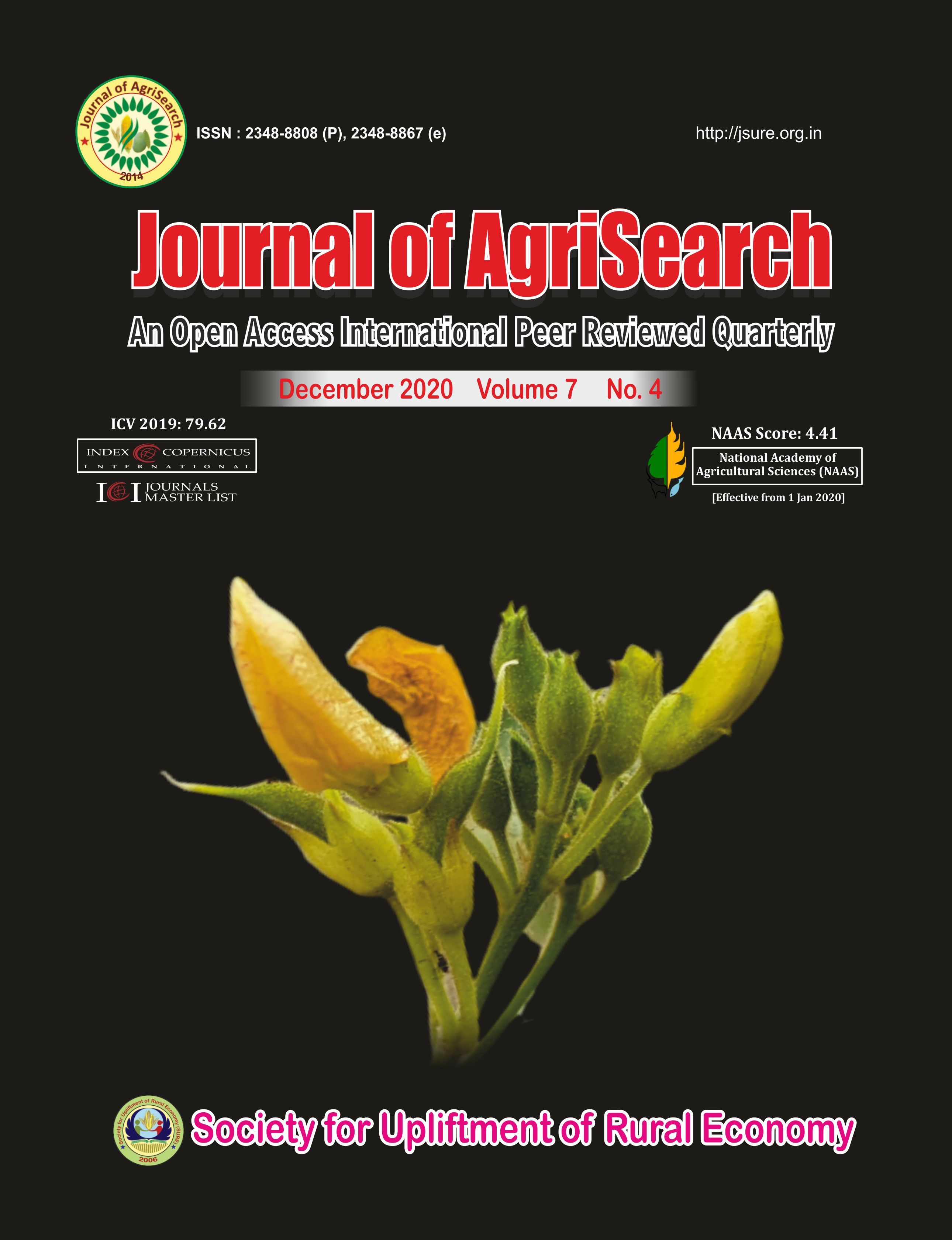 					View Vol. 7 No. 4 (2020): Journal of AgriSearch
				