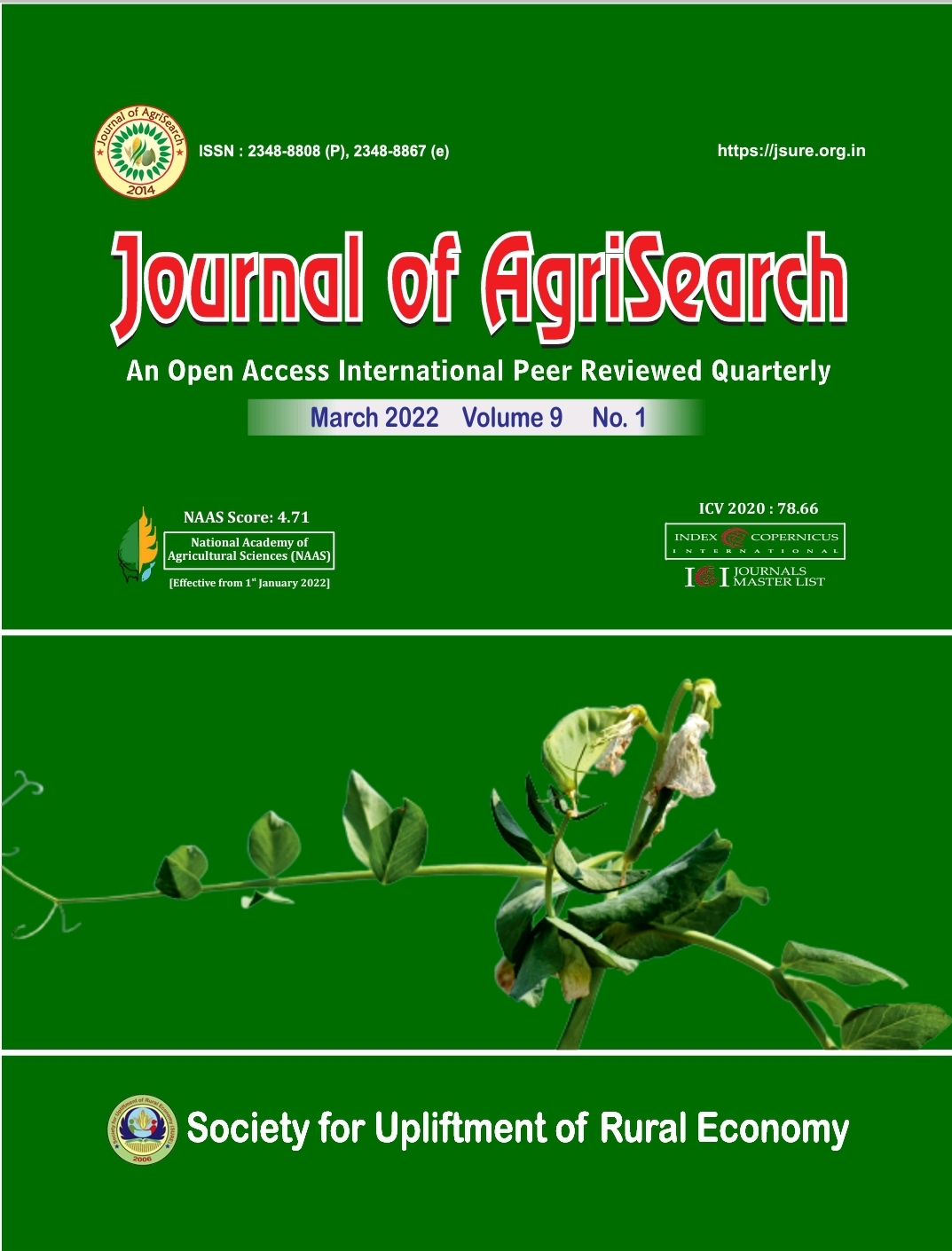 					View Vol. 9 No. 1 (2022): Journal of AgriSearch
				