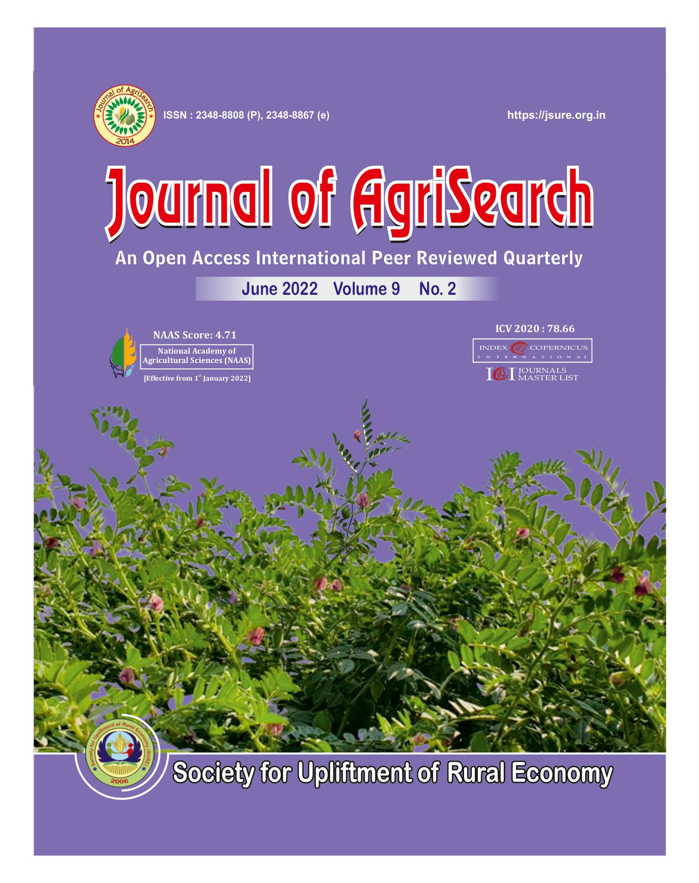 					View Vol. 9 No. 2 (2022): Journal of AgriSearch
				