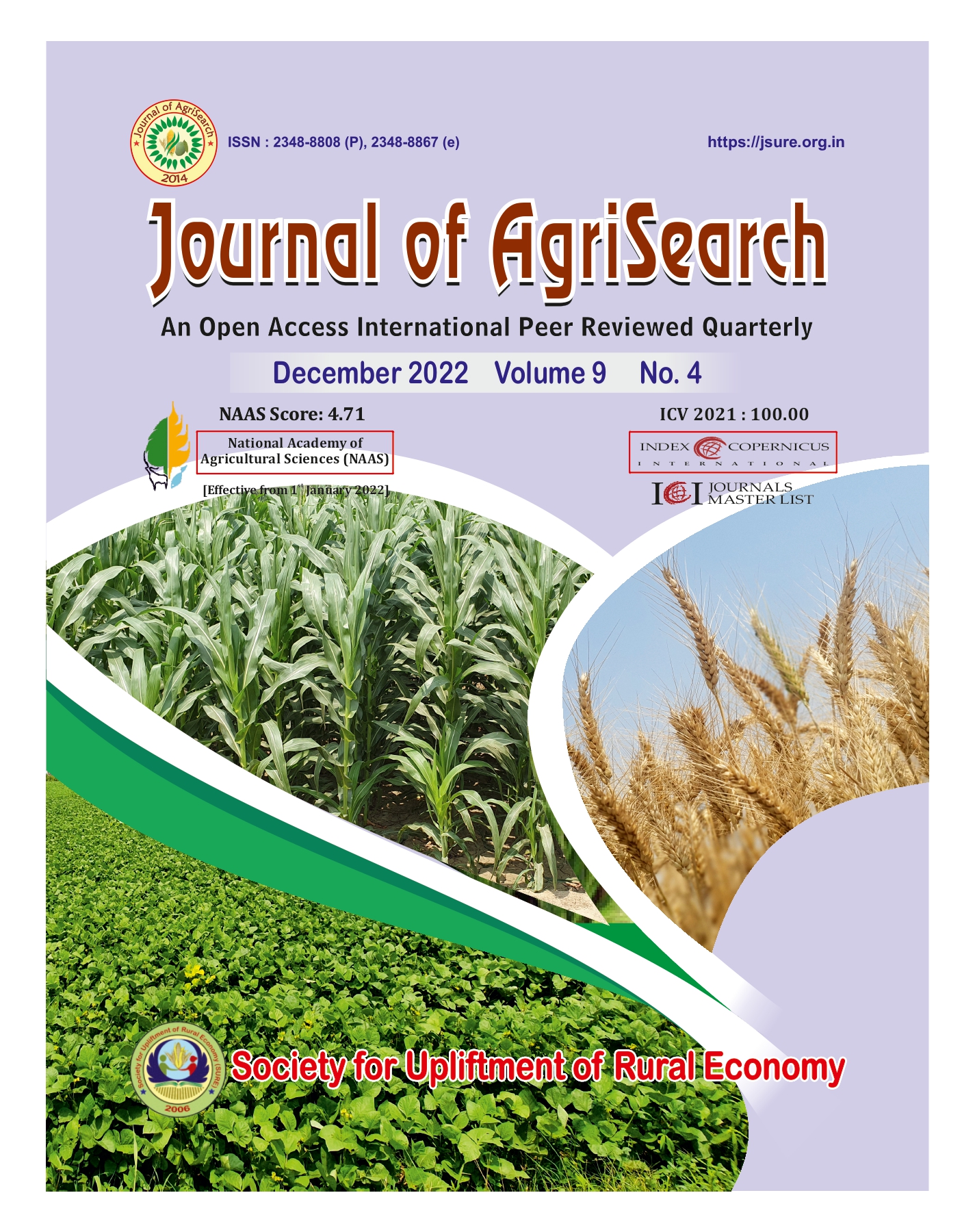 					View Vol. 9 No. 4 (2022): Journal of AgriSearch
				