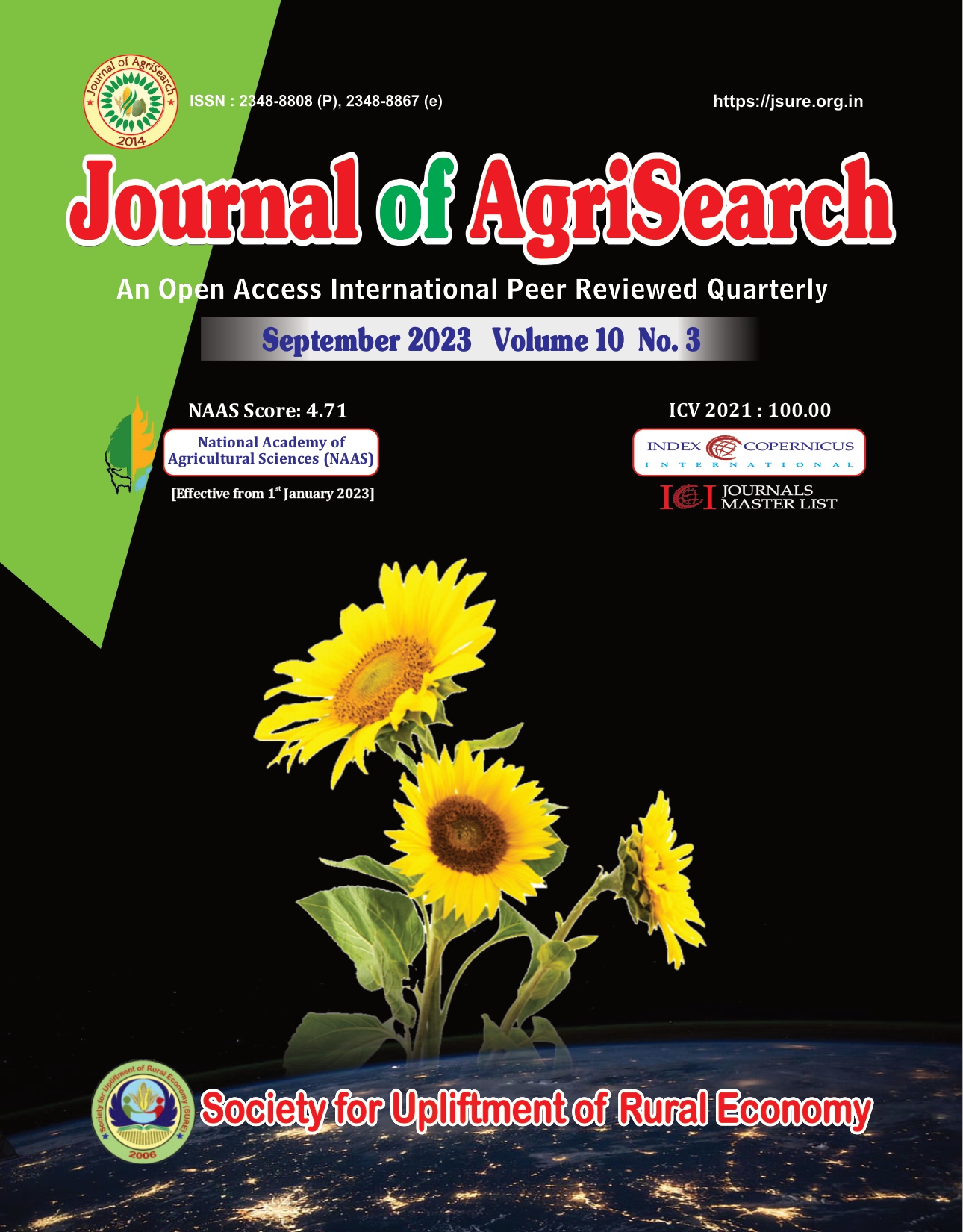 					View Vol. 10 No. 3 (2023): Journal of AgriSearch
				
