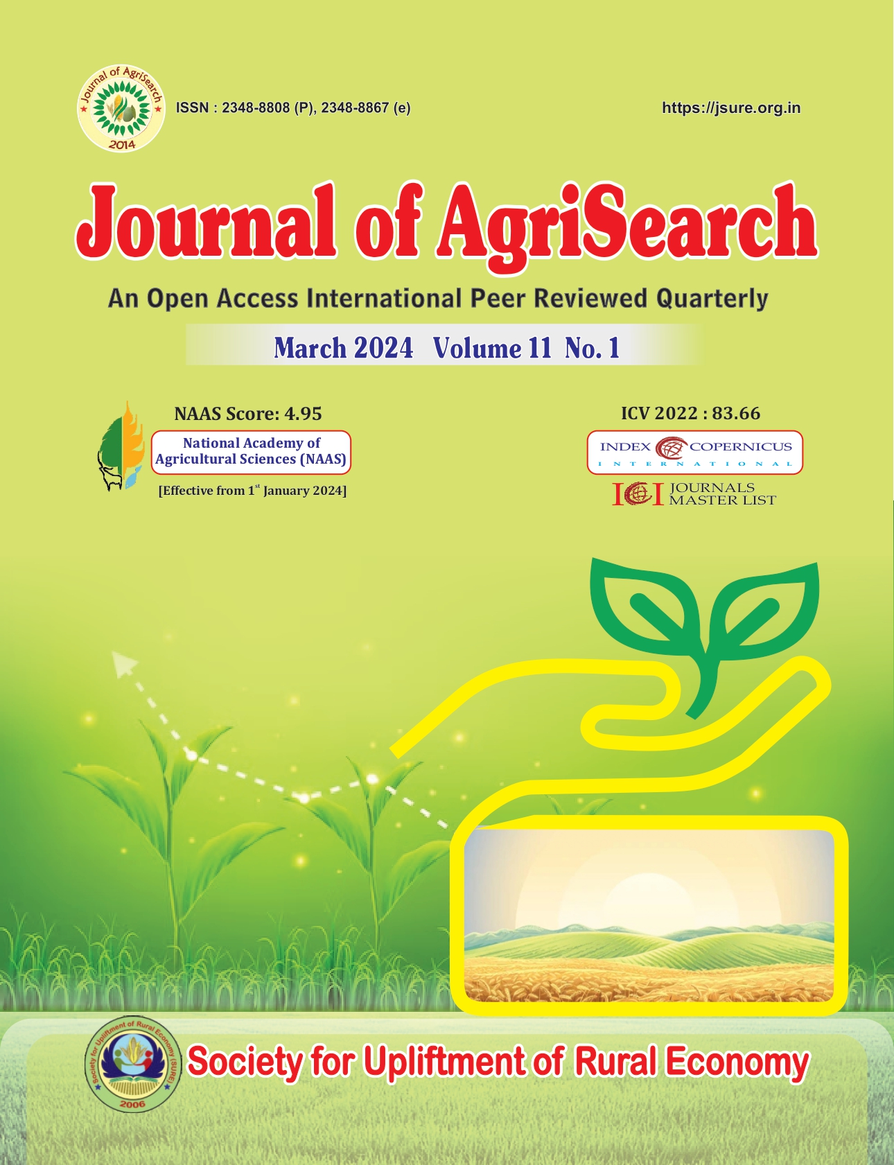 					View Vol. 11 No. 01 (2024): Journal of AgriSearch
				